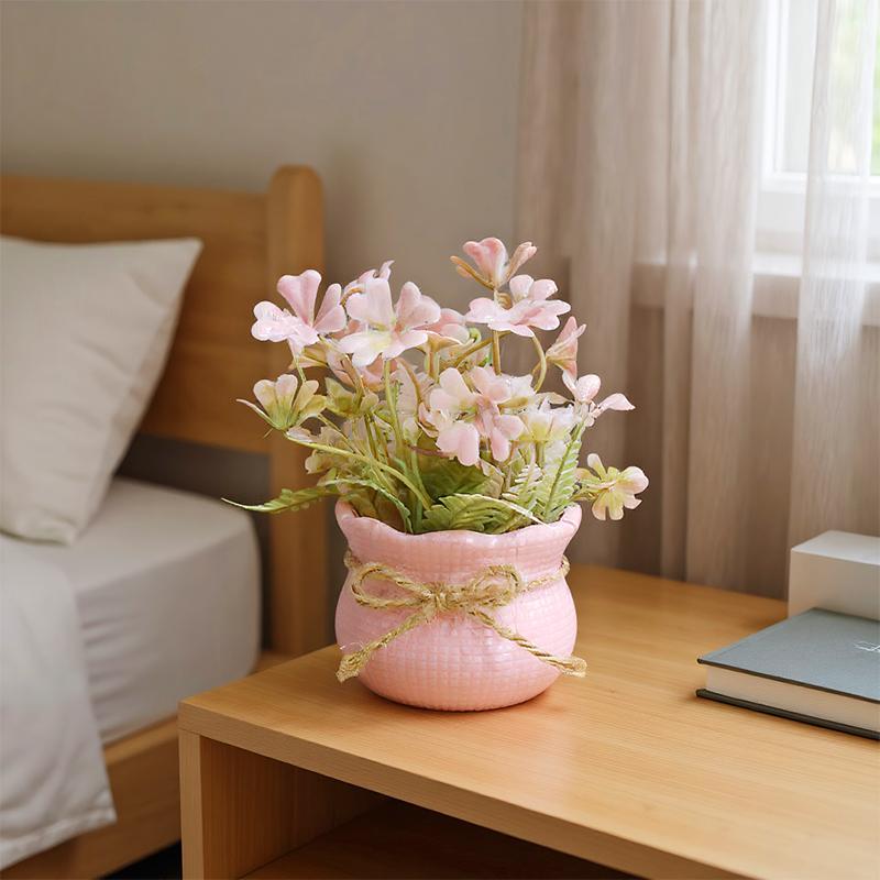 1/4 Stück Simulierte Topfpflanzen Niedliches Phalaenopsis-Design Bürodekor Rosa Thema Geschenk Mini Party 13cm