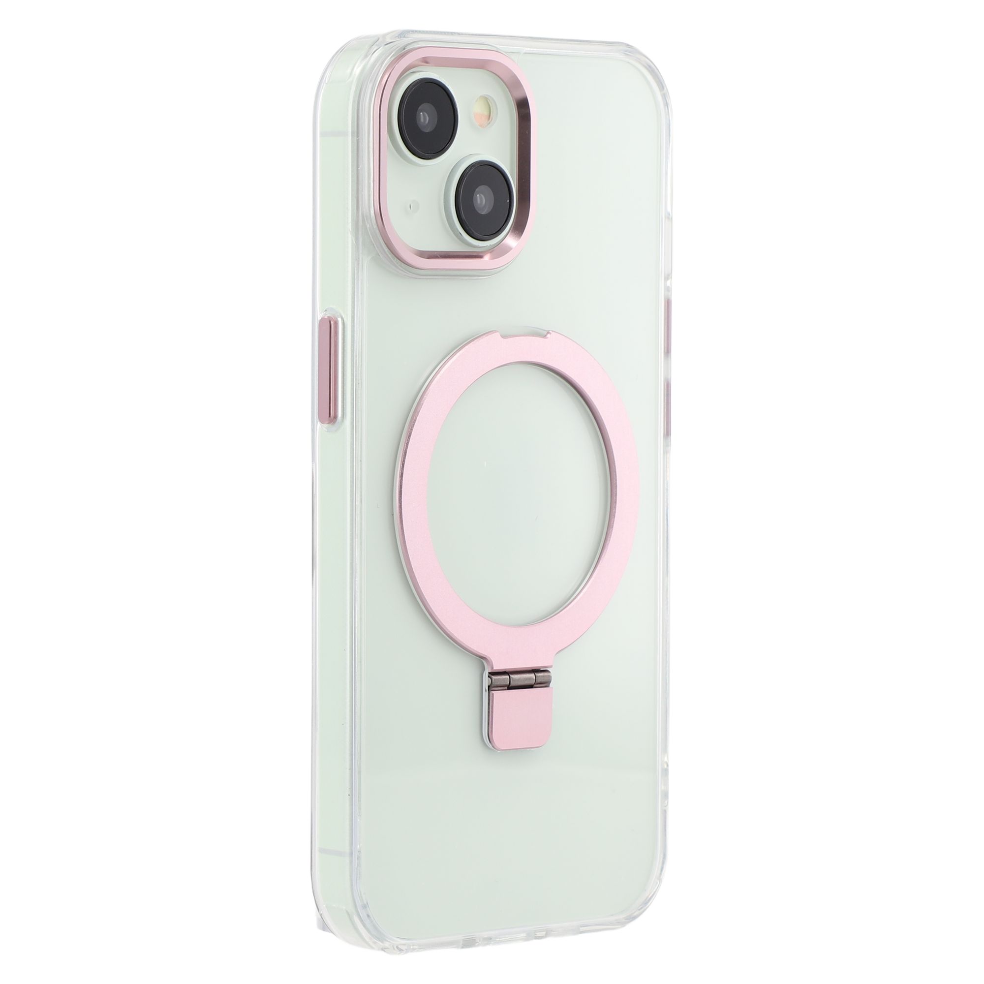 

For iPhone 14 Case Compatible with MagSafe Kickstand TPU+PC Clear Phone Cover Rose Gold