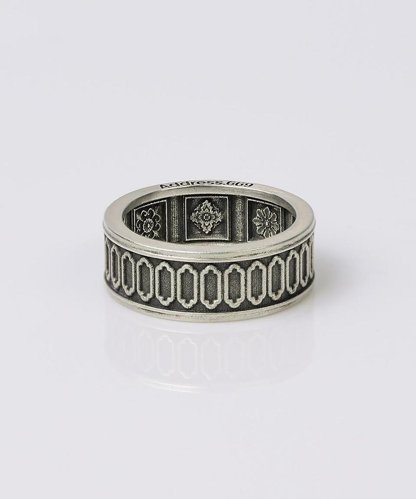 Address669 Interior Pattern Silver Ring #8