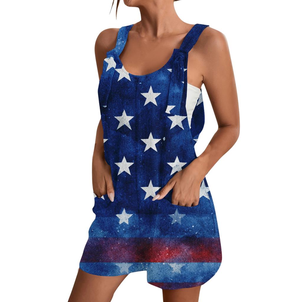 Rompers For Women Summer Casual Sleeveless Overall Comfy Loose Spaghetti Strap Romper Fashion Jumpsuit With Pockets