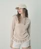 Mihebeu Double Lace Shirred Long Sleeve Pastel Pink