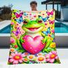 1pc Frog holding heart butterfly garden blanket cute animal love theme flannel blanket kids room decor soft blanket