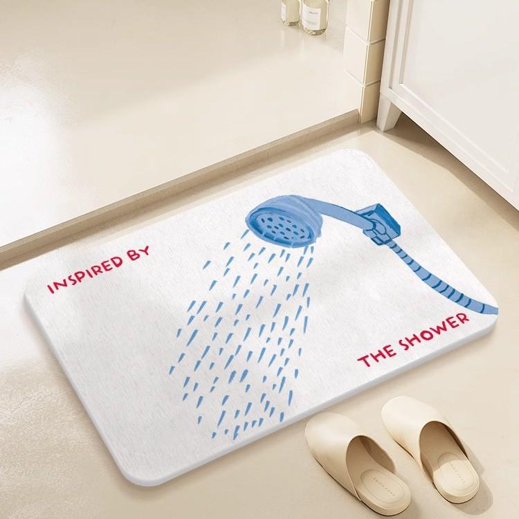 Cartoon hard diatom mud floor mat bathroom suction board non-slip quick-drying mat toilet door toilet floor mat foot mat