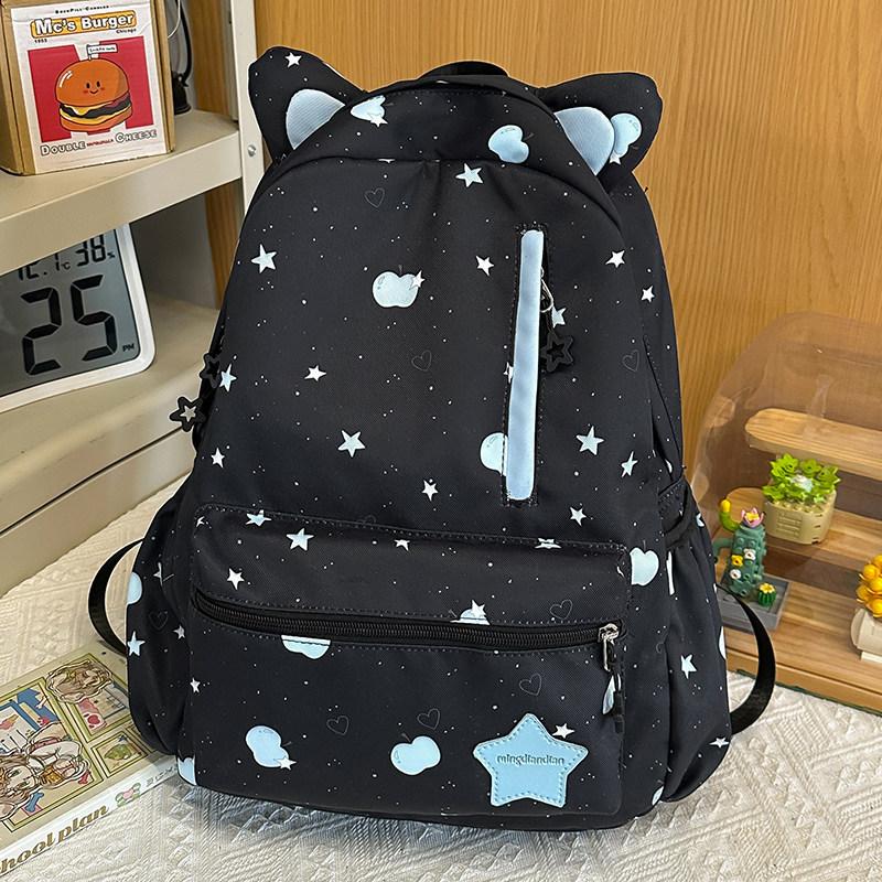 Schoolbag Cute Cat Ears Star Print Girl Schoolbag High Value Ins Niche Design Large Capacity School Backpack