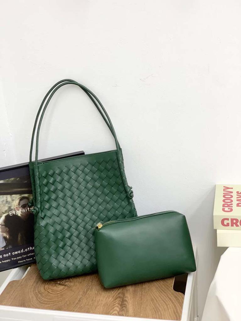 New knot leather woven shopping bag mother and child bag tote bag commuter large capacity underarm shoulder bag women