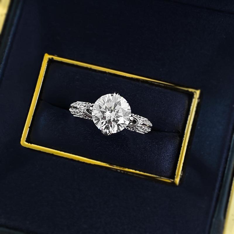 Jewelry Pure 2.5 Carat Court Diamond Ring For Women'S Wedding Simulation Diamond Ring For Gifts