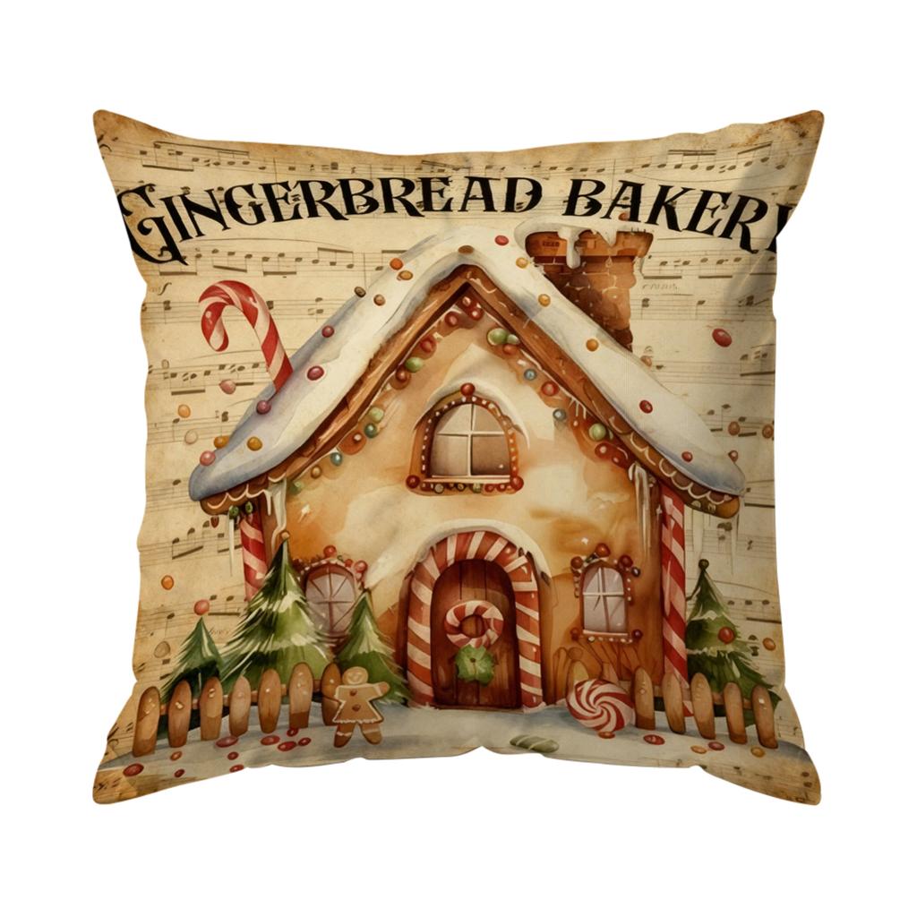 Christmas Gingerbread Man Pillowcase Printed Polyester 40/45/50cm Throw Pillowcover Decor Sofa Cushion Pillowslip Home Decor
