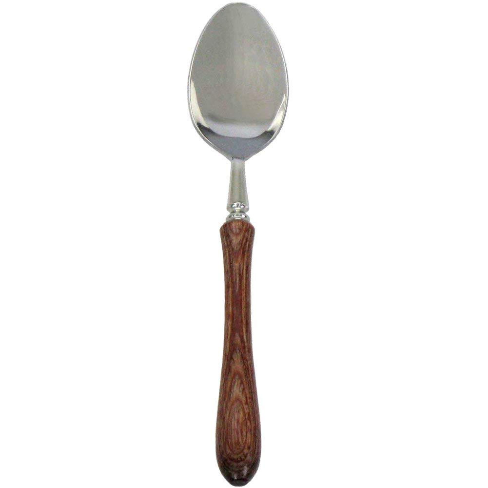 Nagao Boston Dessert Spoon and Dessert Fork Set Stainless Laminated Reinforced Wood Made In Japan Tsubame-Sanjo (2 Pieces) - 18-8 Steel, -