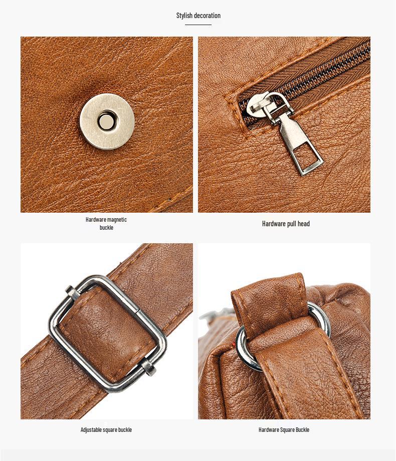 Versatile Crossbody Soft Leather Bags for Women - Multi-Pocket Shoulder Bags for Middle-Aged and Elderly, Ideal for Travel.