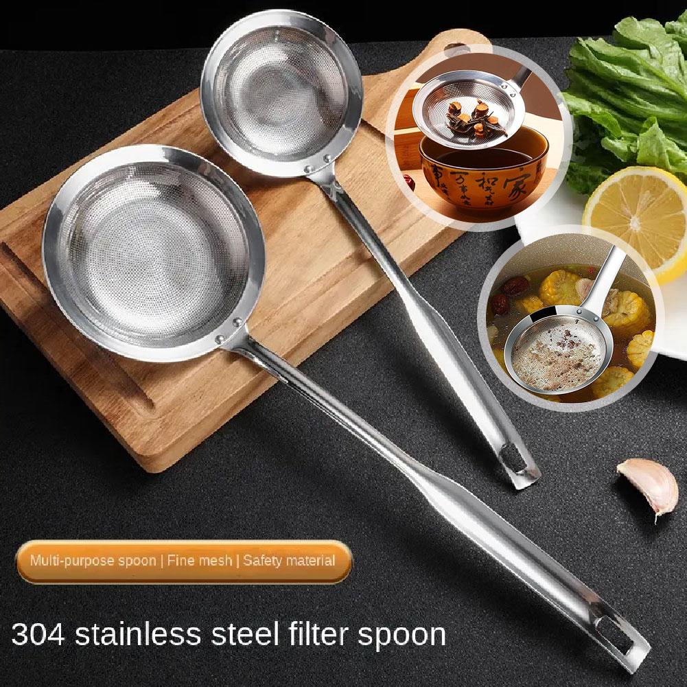 Fat Skimmer Spoon, Stainless Steel Fine Mesh Skimmer, Strainer Spoon For Removing Grease Fat And Foam, Kitchen Tools