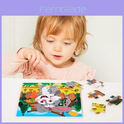 Wooden Children Puzzle With Animal Illustrations For Early Learning And Brain Development