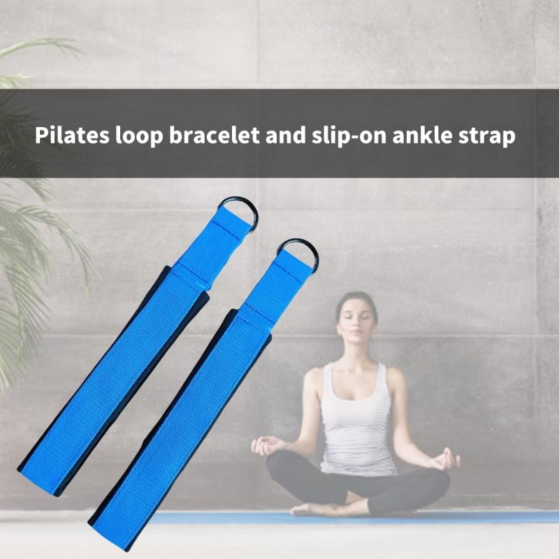 1 Pair Fitness D-Rings Strap Handle Yoga Exercise Accessory for Home Gym Workout Pilates Double Rings Strap for Reformer