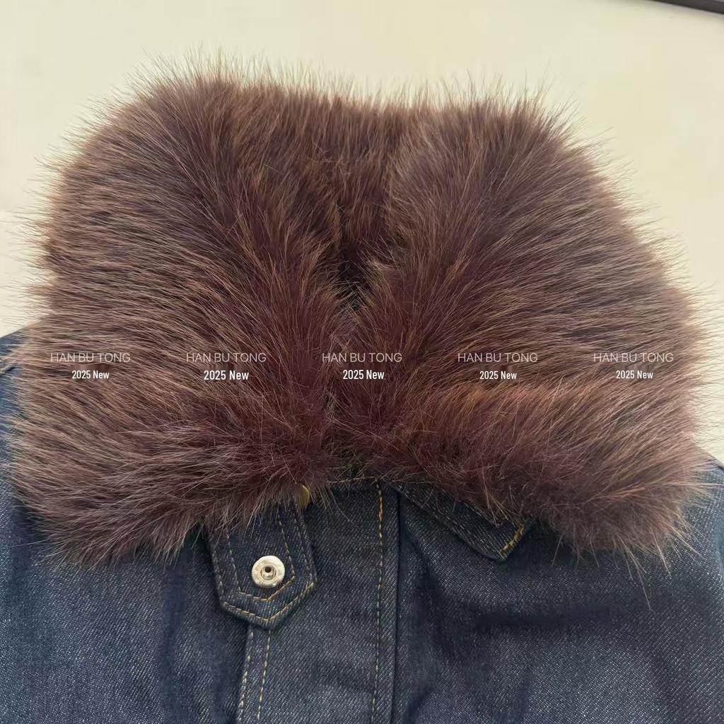 Mädchen Denim Set Herbst-Winter 2025: Jacke mit Pelzkragen & Weitbeinige Hose mit Samtfutter