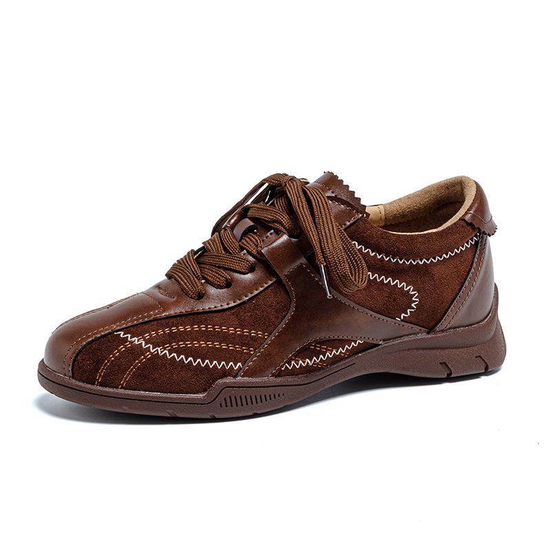 

Fashion Spring Autumn Shoes Women Casual Sneakers Suede Leather Shoes Height Increasing 5cm Flat Brand Ladies Sneakers D641 40 коричневый