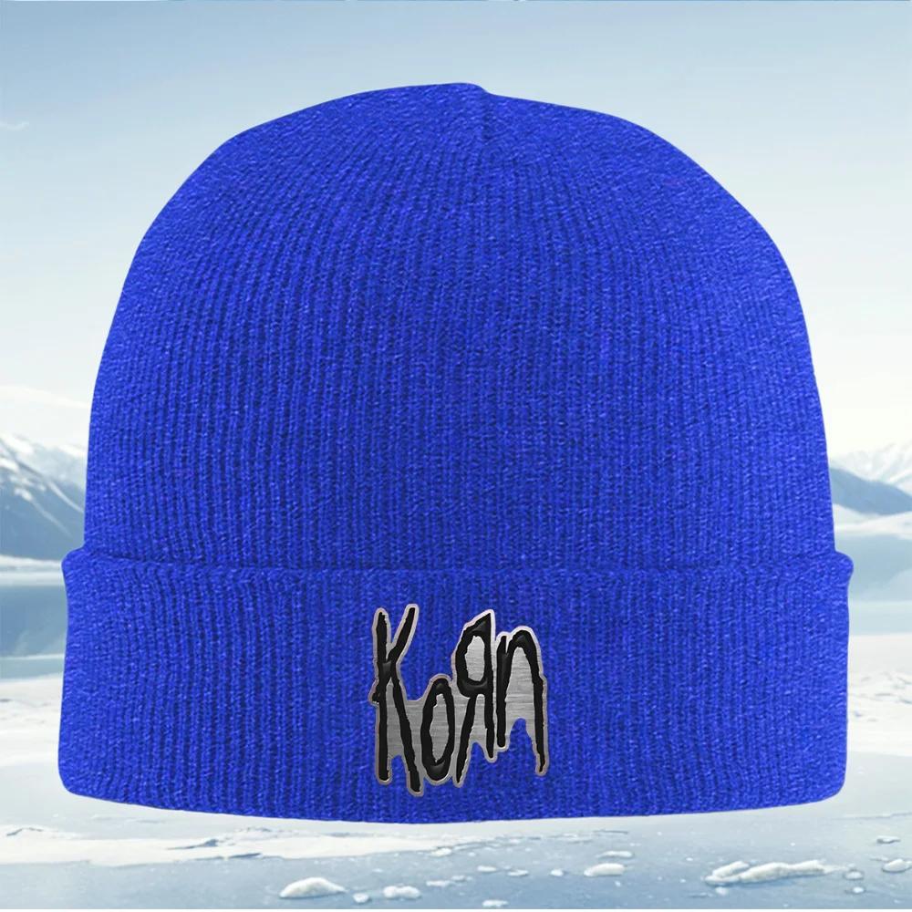 Korn metal band logo black outline Unisex Women Unisex Knitted Hat Beanie Pullover Cap Winter Thermal Warm Christmas Outdoor C