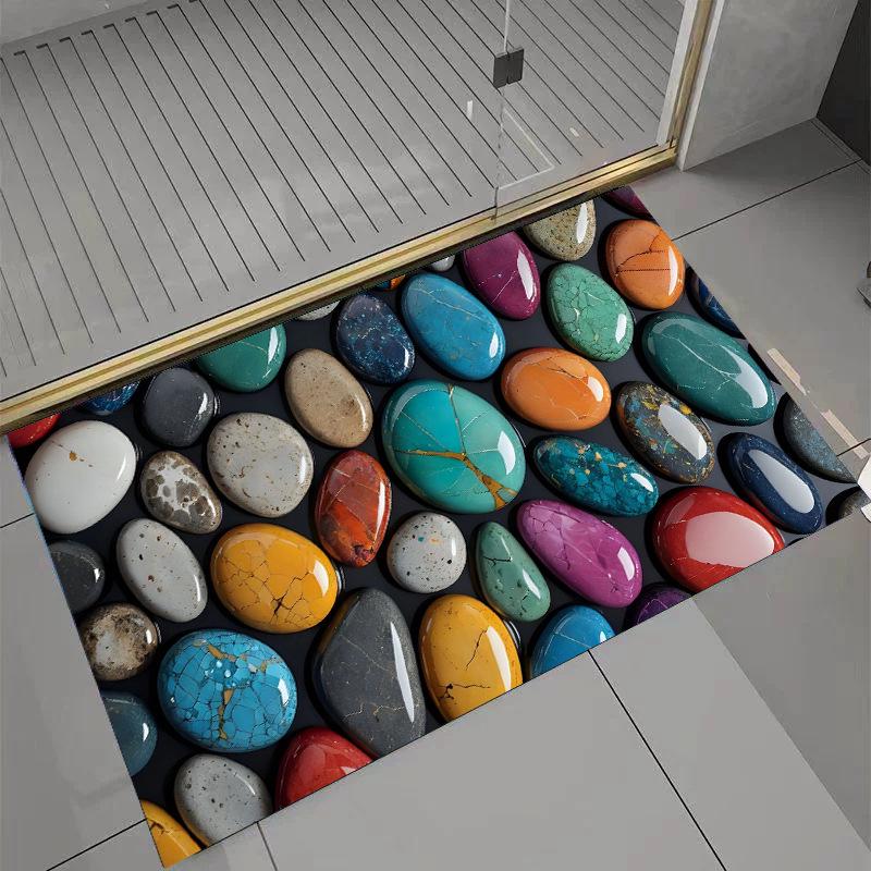 Luxuriöse 3D-Kiesel Diatomeenerde Fußmatte - Schnelltrocknend & Wasserabsorbierend für Eingang & Badezimmer