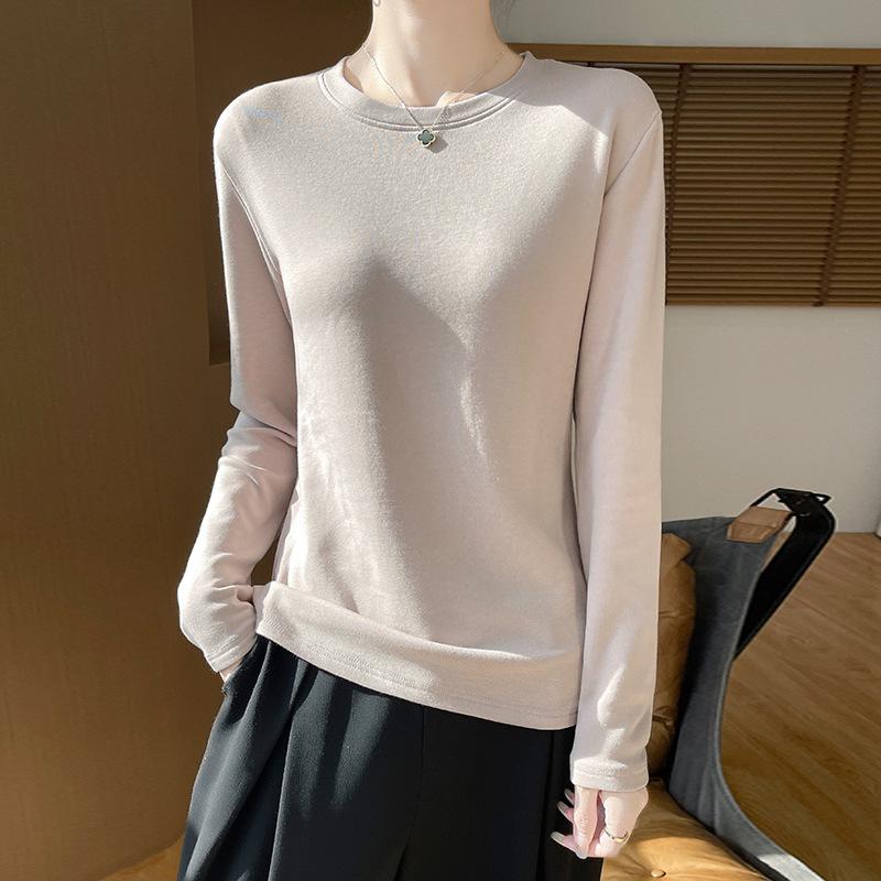 YYFS Women's Fashion Casual Solid Color Print Spring Fall Long Sleeve O-Neck Pullovers & Long Sleeves