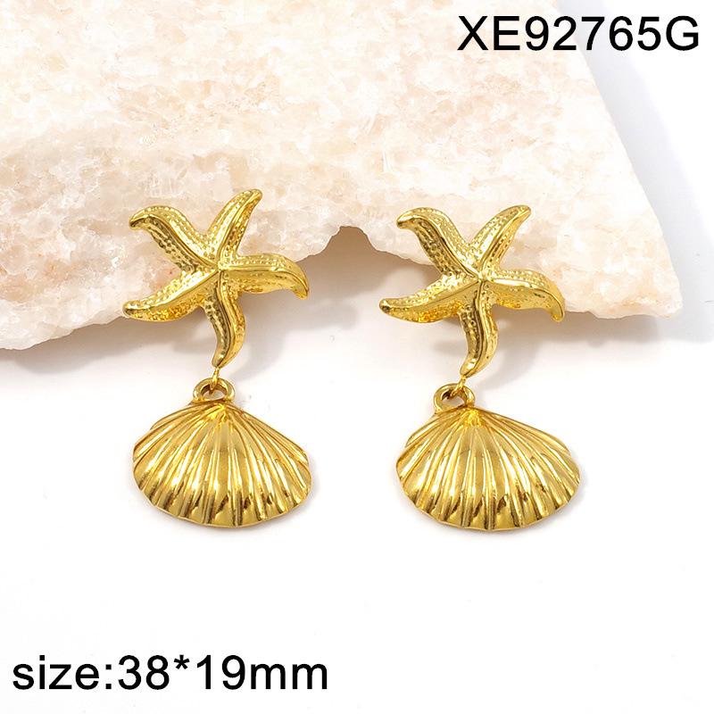 European & American Ocean Style Starfish Shell Earrings: Retro Plated Gold & Silver Holiday Accessories