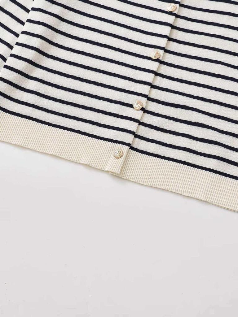 Tricots rayés mode printemps avec boucle métallique pour femmes