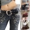 Edgy Faux And With Hardware Multi Hole Adjustable Waistband For Men Women Casual Outfits