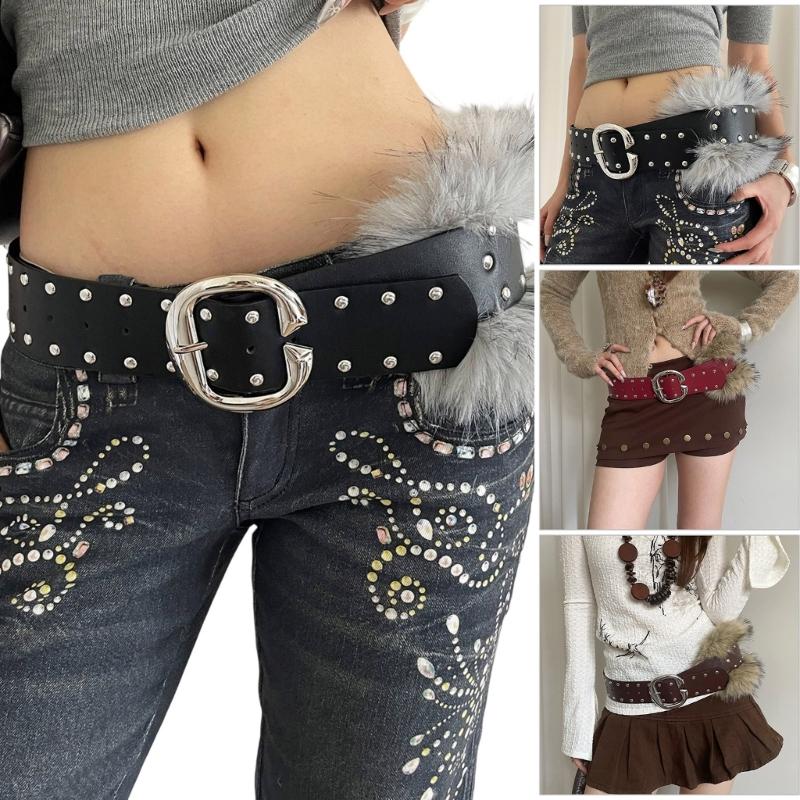 Edgy Faux And With Hardware Multi Hole Adjustable Waistband For Men Women Casual Outfits