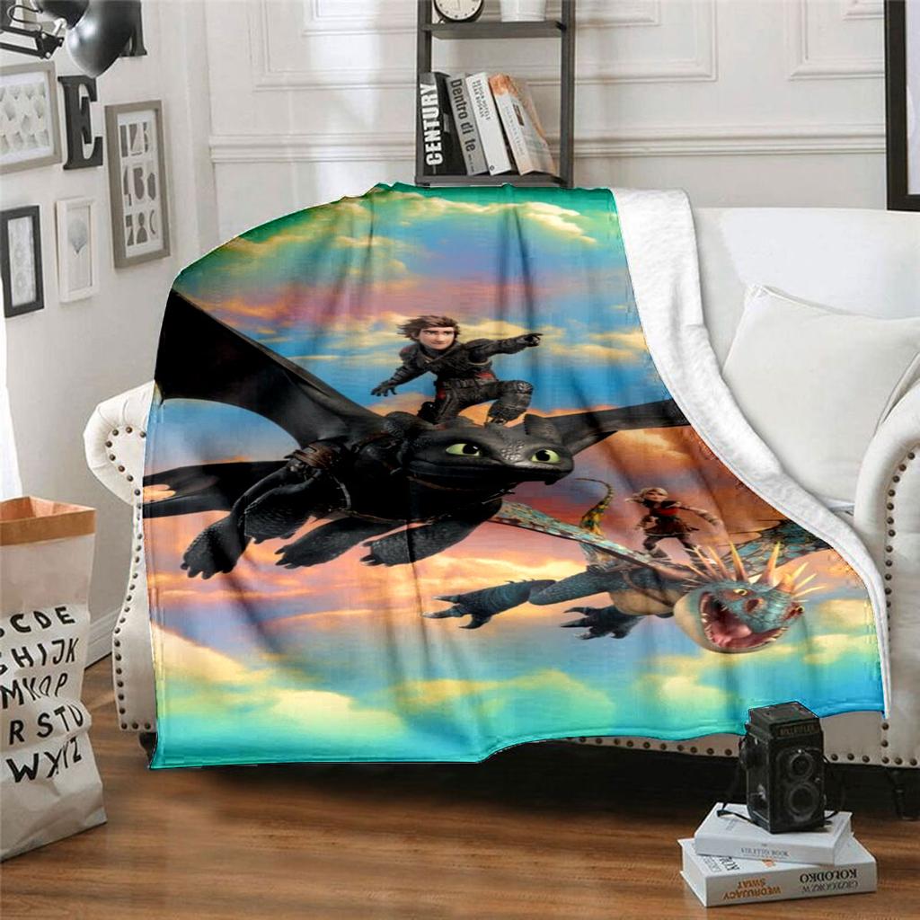 High-quality How to Train Your Dragon Toothless themed printed blanket. Soft and comfortable, a perfect gift for  friends.