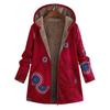Damenmantel Reißverschluss Plüsch Vintage Ethno Warm Mit Kapuze Winterjacke für den täglichen Gebrauch