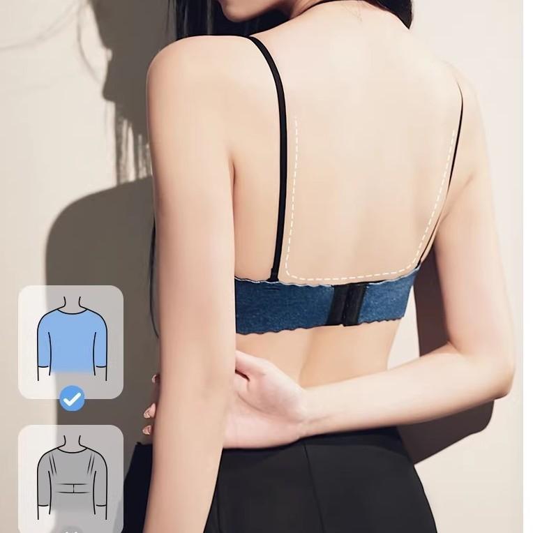 Female Spring and Summer Sexy Thin Shoulder Belt Hang Neck Gather To Prevent Drooping To Receive Pair of Milk Underwear