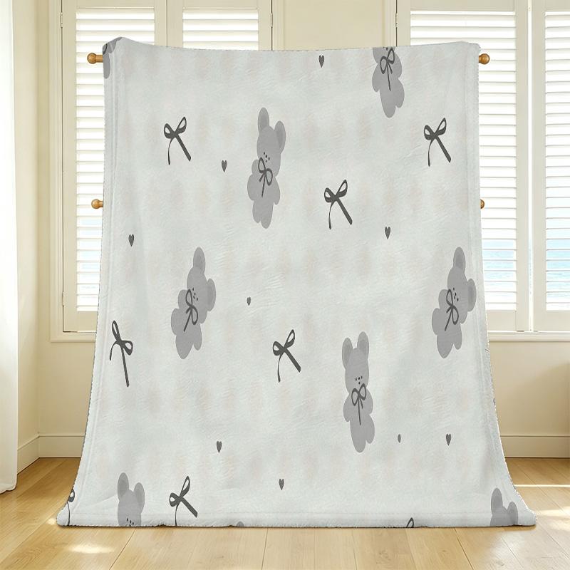Cartoon Bear Flannel Throw Blanket – Lightweight, Soft & Warm Cozy for Home, Halloween & Christmas Use