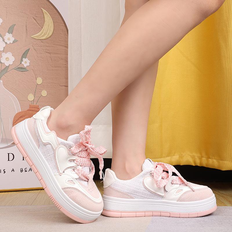 

Любовь к доске обувь женская весна и лето толстая подошва увеличивает рост тонкая дышащая повседневная спортивная обувь женская зеленая обувь 40 розовый