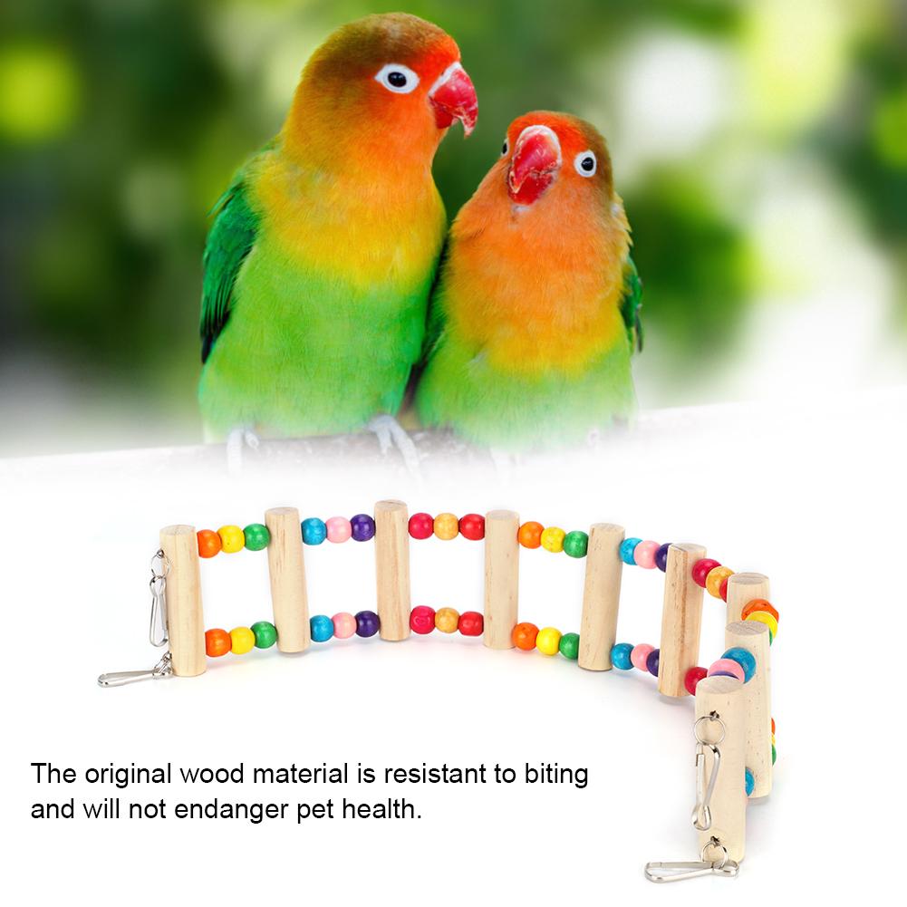Wood Pet Parrot Suspension Bridge Climbing Toy Bending Freely Playing Supply6x39cm