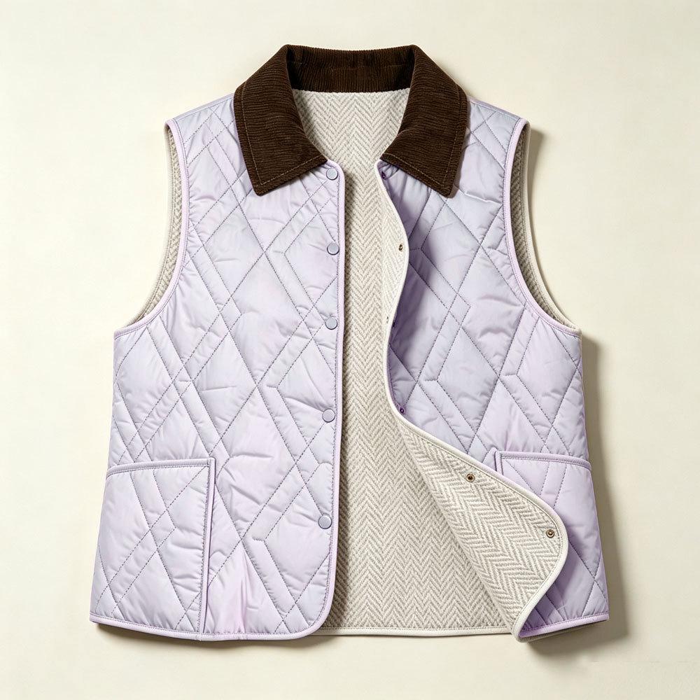 Women's 2025 Collarless Cotton Vest - Autumn/Winter Large Size Round Neck Waistcoat