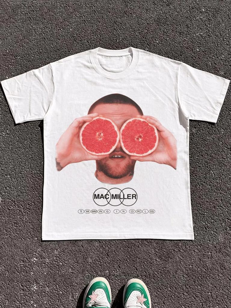 Size Plus Cotton Man women Holding Grapefruit Print T Shirt Tops TEE Heavy Cotton T Shirt Fashion Y2k Short Sleeve