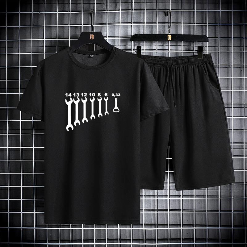 Sommer Herren Kurzarm lange Hose Sportset, dünn und trendig, modisch, lässig, Outdoor minimalistisches zweiteiliges Set, 2024