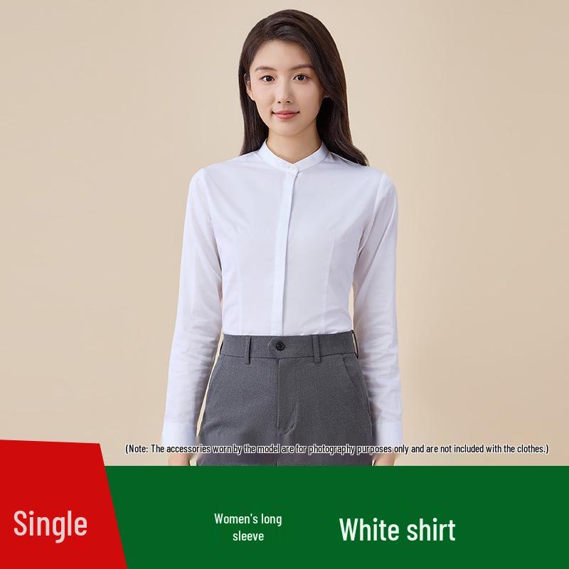 

Unisex Bamboo Fiber Chinese-Style Stand-Collar Long-Sleeve Shirt with Embroidered Logo - Professional Workwear Attire L