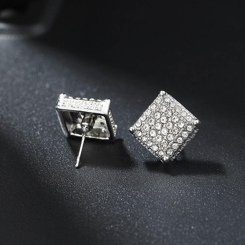 1 paar Silber Quadratische Klassische Zirkon Ohr Studs Für Männer Frauen Mode Glänzende Faux Diamant Bolzen Ohrringe Schmuck Geschenk für