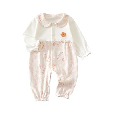 Babykoi Ρούχα Μωρού Ολόσωμη Φόρμα Μακρύ Μανίκι Άνοιξη Φθινόπωρο Κάλυμμα Νεογέννητου Άνοιγμα Μπροστά Κοριτσάκι Με Κολάρο Προετοιμασία για Δώρο Μητρότητας Κεντητό Ροζ 9M