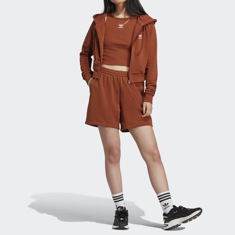 Adidas Originals Solid Color Sports Shorts Women shorts Brown IL9619