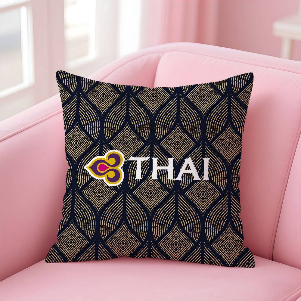 Thai Airways International Pillow Case Comfort Sofa Bed Silky Elegant Invisible Zipper Custom Decorative Cushion Cover