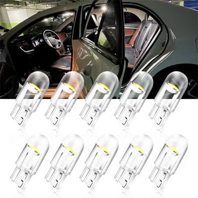 10x Nouvelle W5W Led T10 Lumière de Voiture COB Verre 6000K Blanc Auto Automobiles Lampe de Plaque d'Immatriculation Lumière de Plafonnier Lecture DRL Ampoule Style 12V