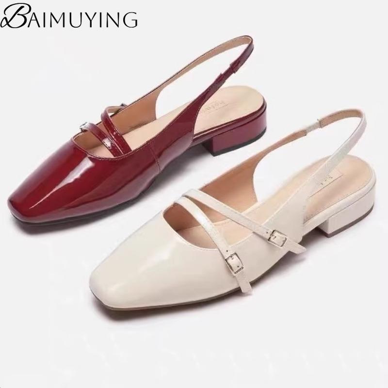 Fashion Women's Sandals High Heels Square Toe Shoes Woman Slippers Slingback New 2025 Summer Elegant Chunky Pumps Dress Buckle Sandalias