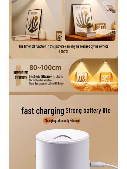 Rechargeable Wireless Magnetic Bedside Reading Light with Remote Control