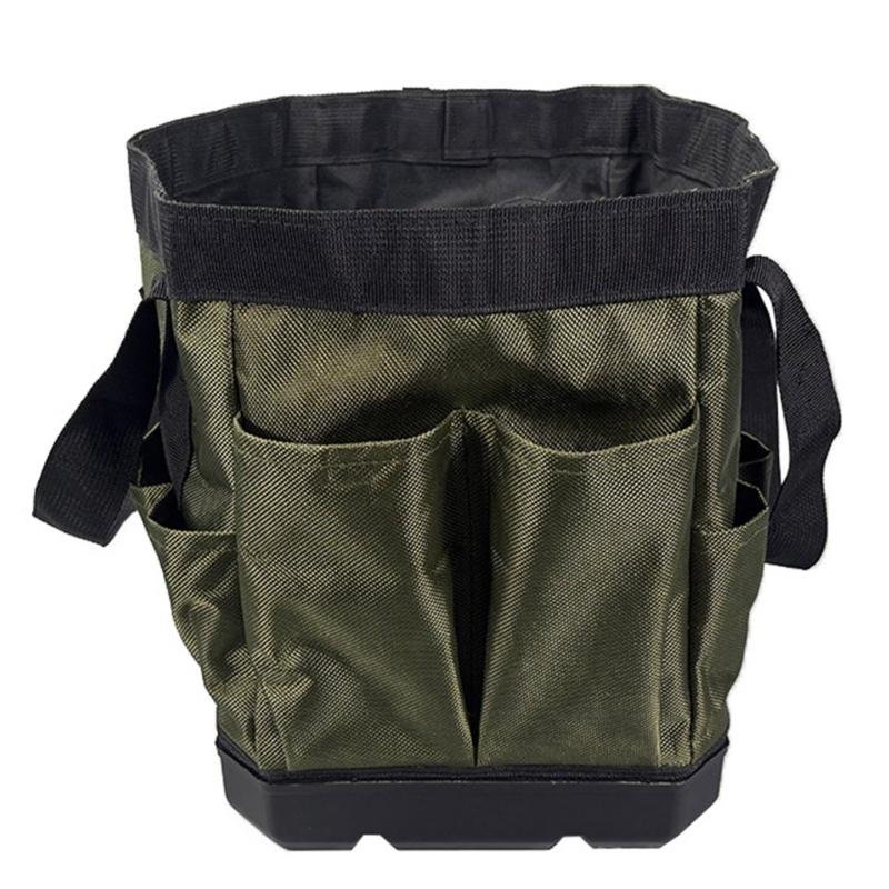 Heavy Duty Fabric Tool Storage Bag With Reinforced Plastic Base & Handle For Garden Home Repair Tool Box Holder