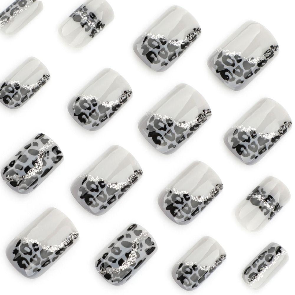 Manicure Long Almond and Ballerina False Nails Leopard Cat Eye Press On Nails Detachable Stars Nail Tips DIY