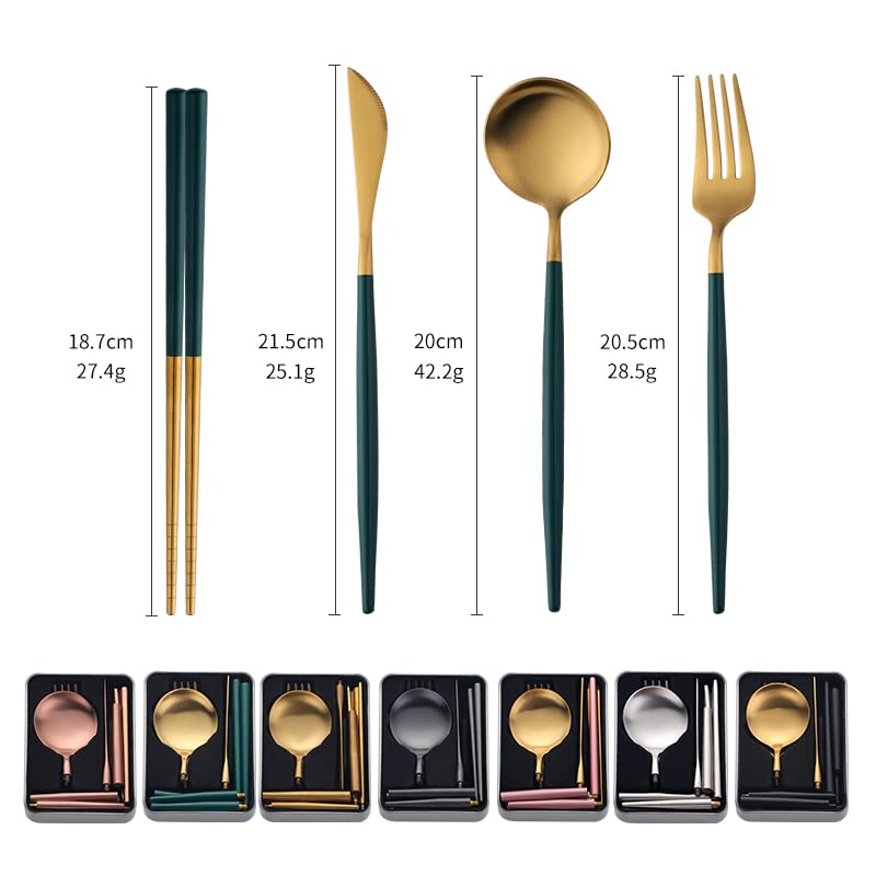 Buyer Star Cutlery Set Chopsticks Set Assembly Portable Cutlery Storage Case Included Compact Commuting Outdoor Camping Cutlery Dishwasher Safe