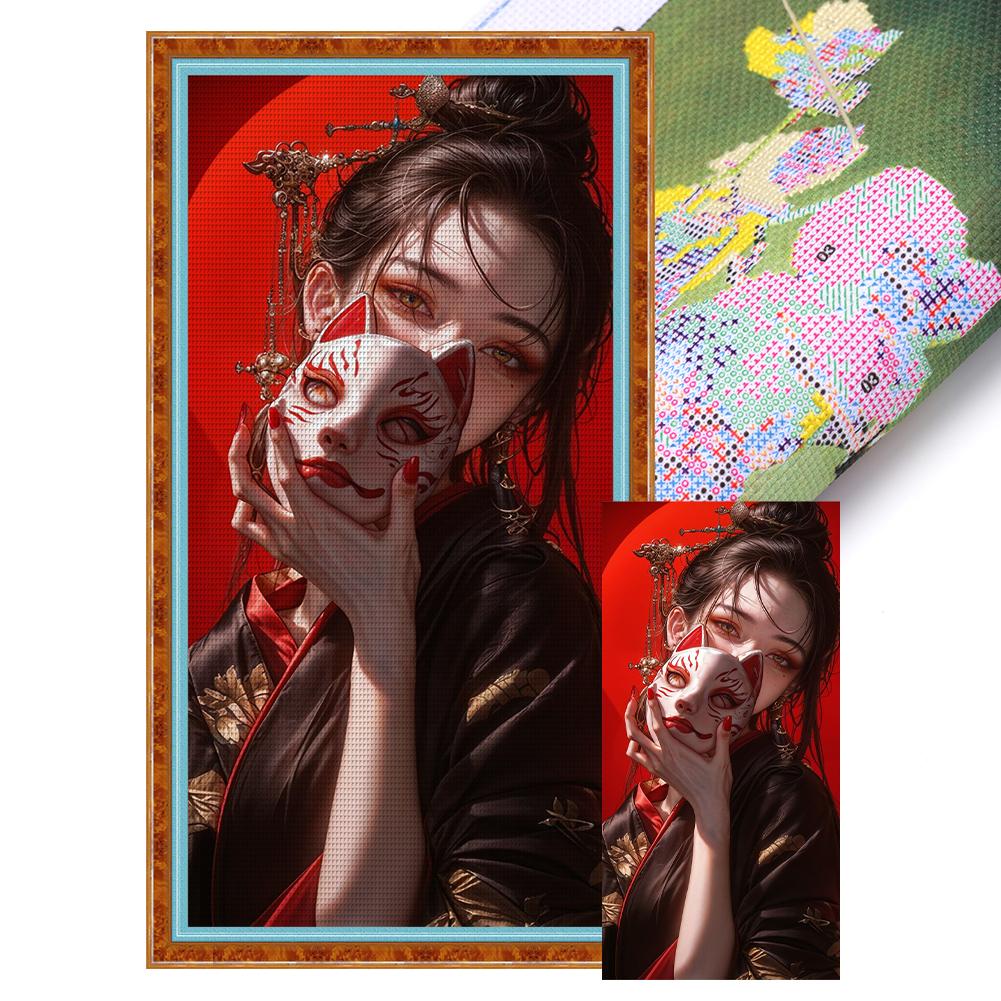 Bordado completo Eco-algodão Linha 14CT Impresso Menina Ponto Cruz Kit Arte