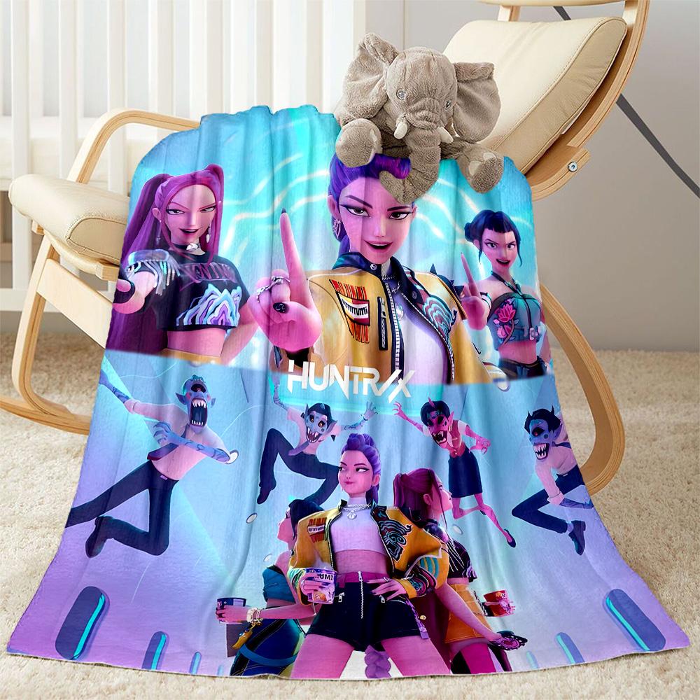 1pc Demon Hunter Girls: Future Fusion blanket Soft and Warm for Sofa Office Camping Travel Livingroom Great Gift for Friends and Family Comfortable