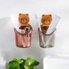 Toothbrush Holder Adorable Bear Hug Storage Cup Wall-mounted Drain Design Easy Organization Toothbrush Cup Bathroom Supplies