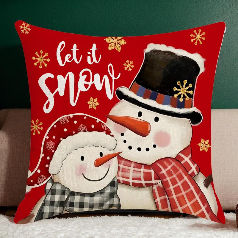 Christmas Reindeer Pillow Cover Christmas Throw Pillow Cover Cushion Soft Case Seasonal Decor Elk Snowman Christmas Tree Pillow