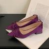 Fashion 2025 New Fashion Silk Shallow Women Low Heel Shoes Butterfly-Knot Female Slip On Footwear Pointed Toe Ladies Heels Pumps Shoes